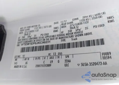 2018 Ford F-150 Xl from USA, damaged, VIN 1FTEW1EP0JKC90231